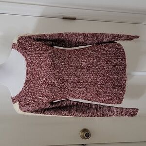 Cotton Candy Size XS/S Marled Burgundy Sweater with Cable Knit Accent on Sleeves